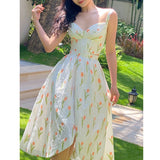 Kukombo Flower Skirt Dresses Women Summer Vintage Cute Skirt Set Kawaii Dress Elegant Spring Floral  High Waist A-Line Skirt Suit Women