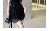 Kukombo  French Vintage Mini Dress Women Lace High Waist Elegant Short Party Dress Evening Chic Casual One Piece Dress Korean 2022 Summer