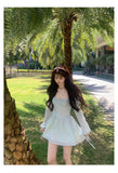 Kukombo Casual Korean Sweet Dress Women Summer 2022  Elegant Fairy Party  Mini Dress Female Long Sleeve Backless Sexy Kawaii Beach Dress