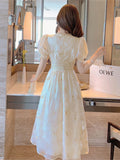 Kukombo Hstar Vintage Summer Elegant Women French Retro Lace V-Neck Princess Fairy Dress Puff Sleeve Party Dress 2022 Traf Платье Robe