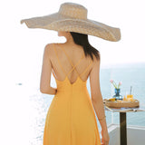 Summer Elegant Red Strap Dress Women Solid Color Backless Crossover Design Sexy Beach Dress Holiday Vintage Robe Lady Vestidos