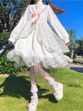 Kukombo Hstar White Lolita Girl Dress Alice In Wondeland Cute Japanese Sailor Collar Lace Bow Party Dress Harajuku Fairy Vestidos