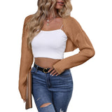 Kukombo Solid Color Women Sweater Crop Top Batwing Sleeve Loose Fit Style Casual Daily Outfit Fall Long Sleeve