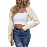 Kukombo Solid Color Women Sweater Crop Top Batwing Sleeve Loose Fit Style Casual Daily Outfit Fall Long Sleeve