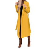 Women's Coat Work Street Shopping Fall Winter Long Coat Regular Fit Warm Breathable Comtemporary Stylish Formal Jacket Long Sleeve Plain with Pockets With Belt Black White Yellow