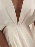 Women's Casual Dress Swing Dress White Dress Midi Dress Light Pink Half Sleeve Pure Color Patchwork Fall Spring Autumn V Neck Elegant Party Spring Dress Loose Fit 2022 S M L